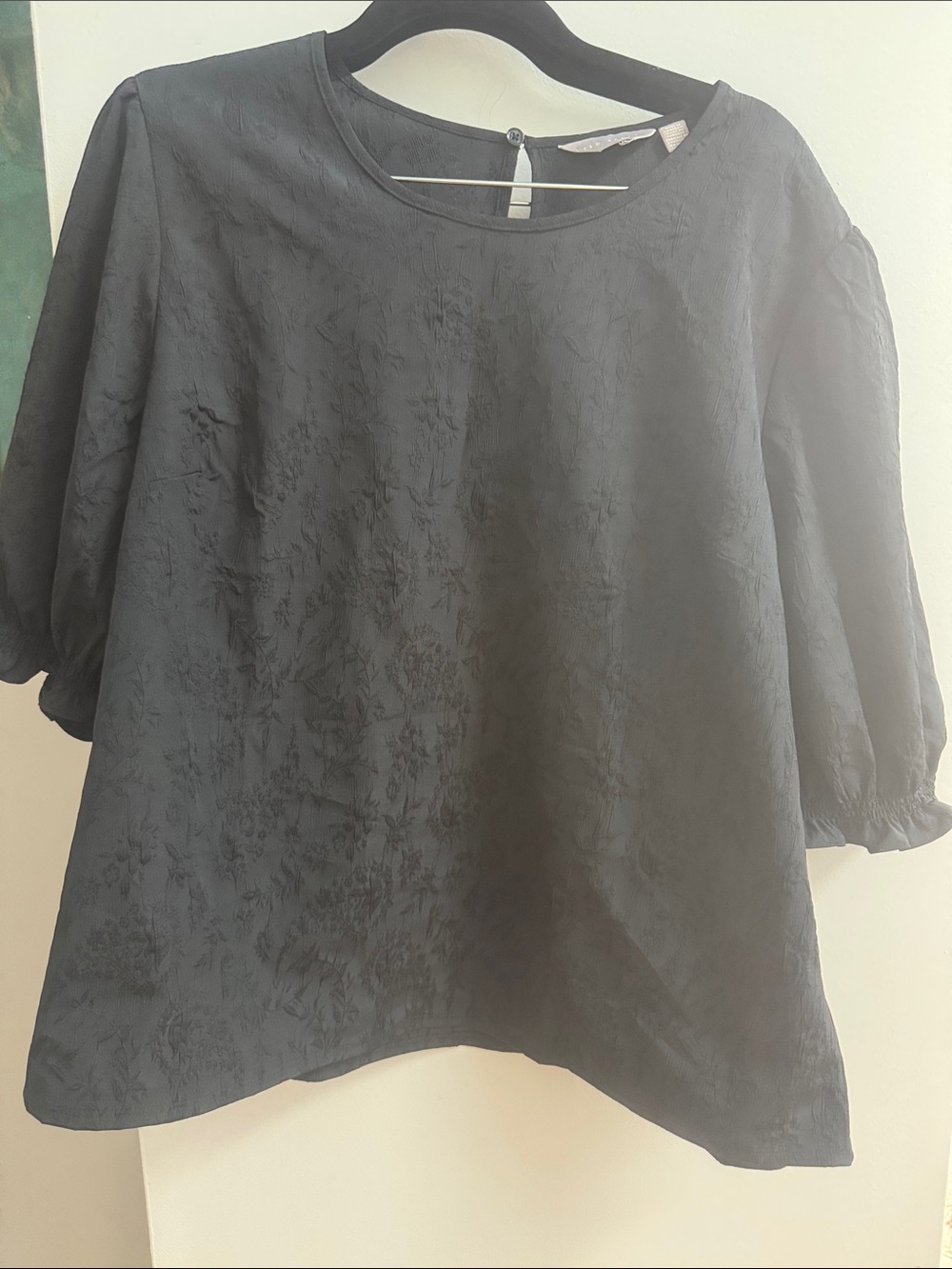 Ted Baker Black Textured Puff Sleeve Blouse